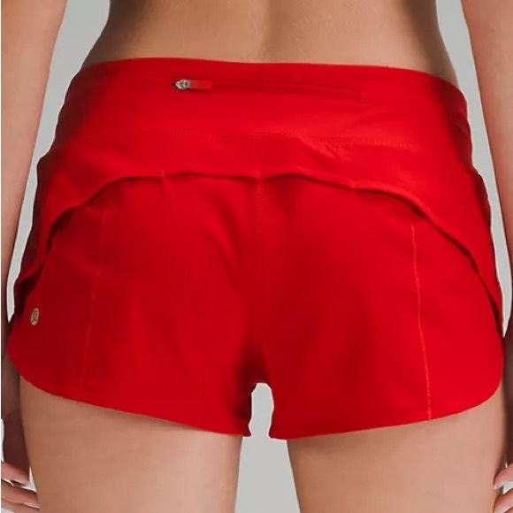 $68 Lululemon 12 Speed Up Low-Rise Lined Short 2.5" Red Logo Zipper Pocket - Picture 1 of 7